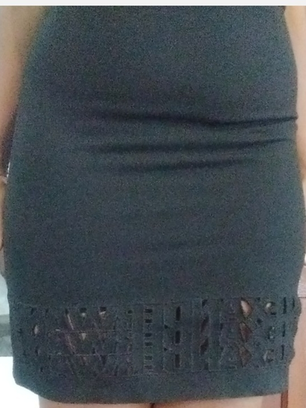Black Lace-Hem Bodycon Skirt